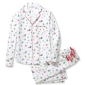 Petite Plume Men's Twill Pajama Set in Holiday Town | Size L